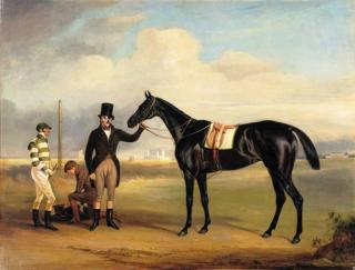 John E. Ferneley, Sen. - Pussy, Winner Of The 1834 Oaks, With Her Trainer, W.E. Day And Her Jockey, John Day And A Groom, At Epsom