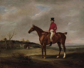 John E. Ferneley - Colonel Standen on his chestnut hunter with the Quorn huntsmen and hounds at a covert
