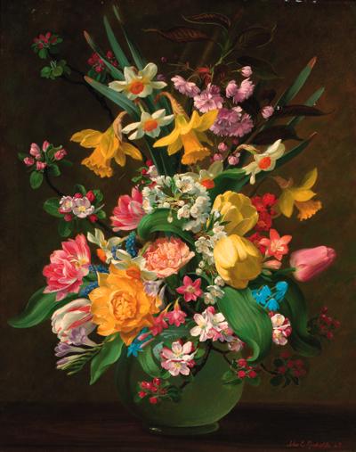 John E. Nicholls - Still Life of Flowers