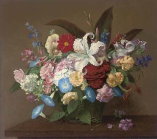John E. Nicholls - Summer Flowers In A Glass Vase