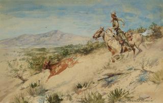 John Edward Borein - Roping a Calf