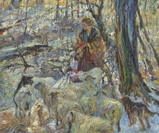 John Edward Costigan - Sheep at the Brook