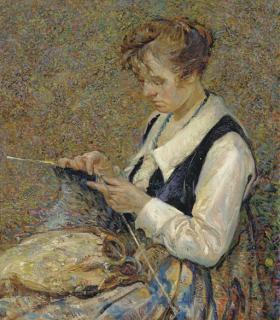 John Edward Costigan - Woman Knitting