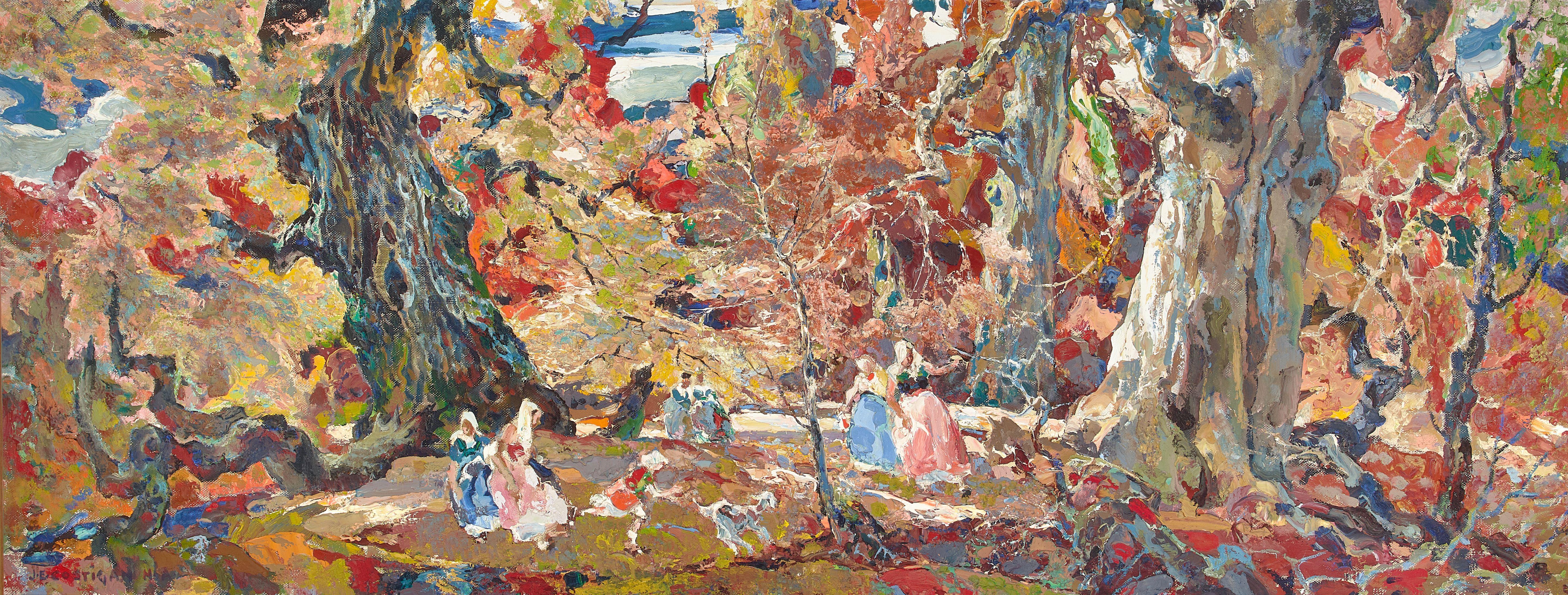 John Edward Costigan - Woodland 28 x 72 in. framed 34 x 77 in.