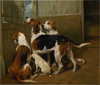 John Emms - Hounds By A Stable Door