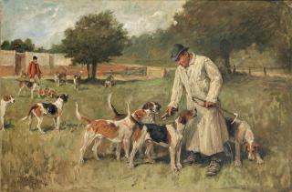 John Emms - Kennelman and hounds