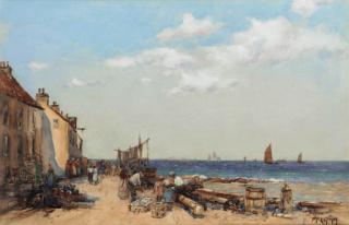 John Ernest Aitken, R.S.W. - Fisherfolk, St. Monance, Fifeshire