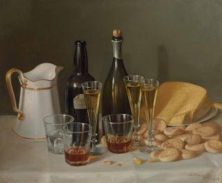 John F. Francis - Still Life with Cheese and Wine