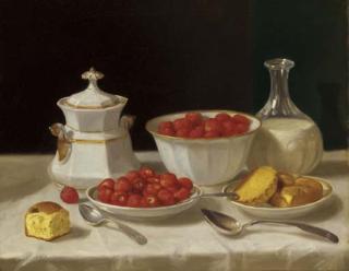 John F. Francis - Strawberries, Cake and Cream
