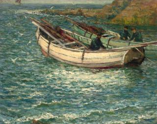 John Falconar Slater - Fishing Boats In A Cove