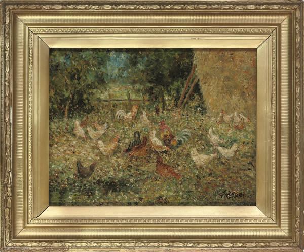 John Falconar Slater - Hens In The Farmyard