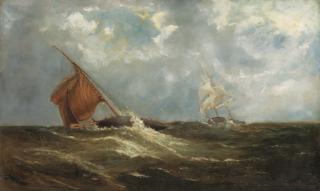 John Faulkner, R.H.A. - Sailing boats on a rough sea