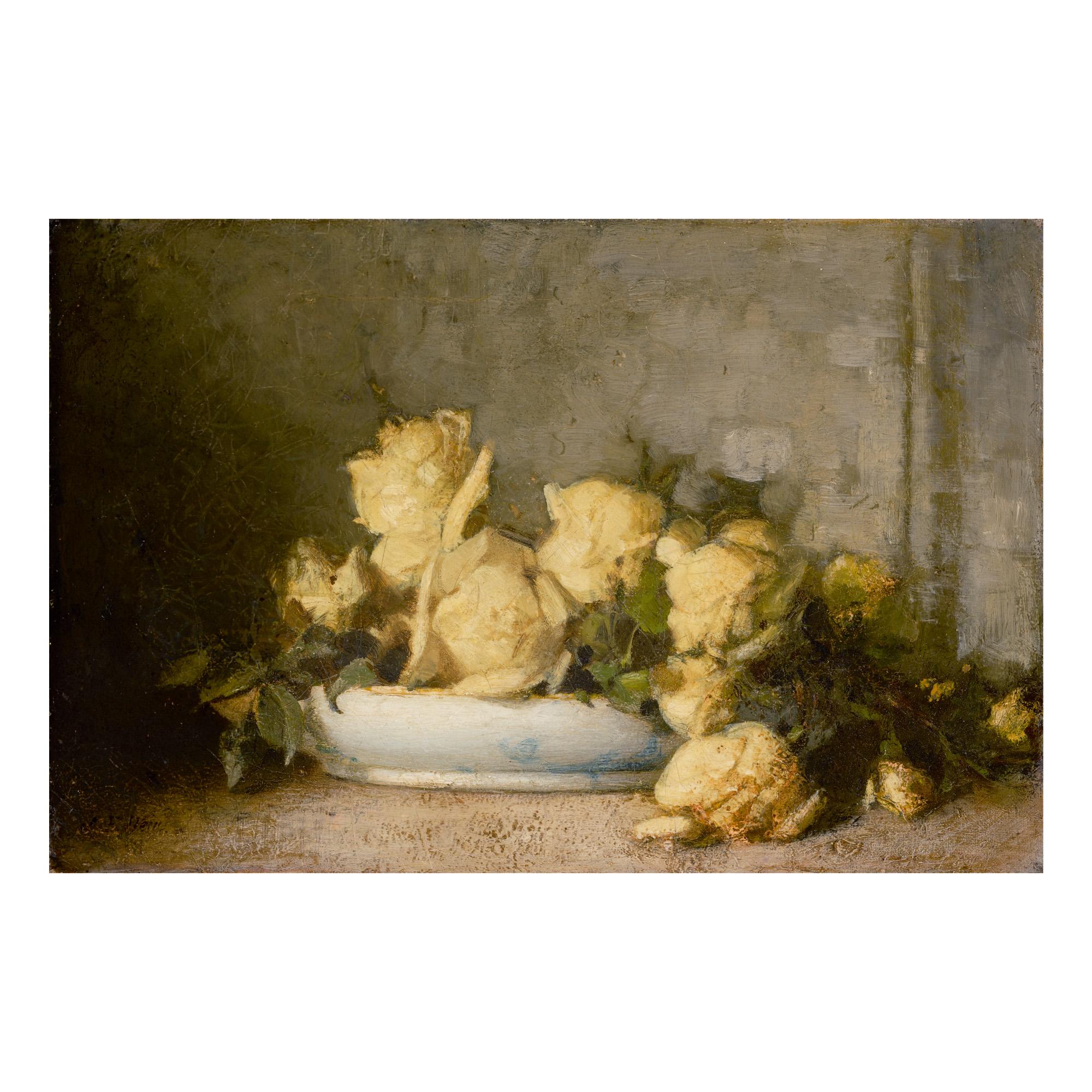 John Ferguson Weir - Still Life With Yellow Roses