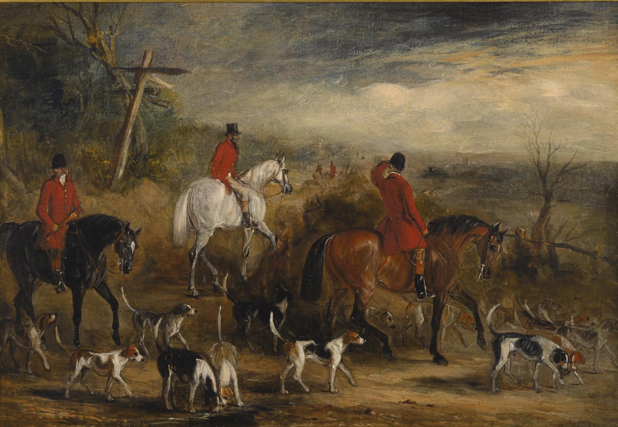 John Ferneley Jnr. - Huntsmen And Hounds At A Crossroads