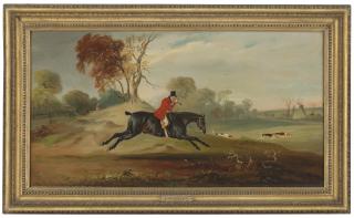 John Ferneley Senior - Anthony Adrian, 7th Earl of Kintore on Tom of Lincoln, hunting in an extensive landscape