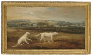 John Ferneley Senior - Blush and Juno, English Setters in an extensive landscape