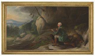 John Ferneley Senior - John Henry Bucklitch, Lord Kintore\'s keeper, stalking roebuck at Keith Hall