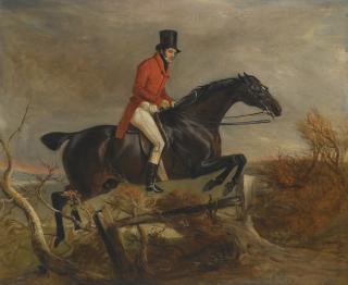John Ferneley Snr. - Portrait Of Sir Henry Goodricke, 7Th Baronet, Clearing A Fence On His Grey Hunter