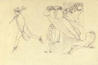 John Flaxman, R.A. - Illustration To Homer\'S Odyssey: Hermes Conducting The Souls of The Suitors To The Infernal Region