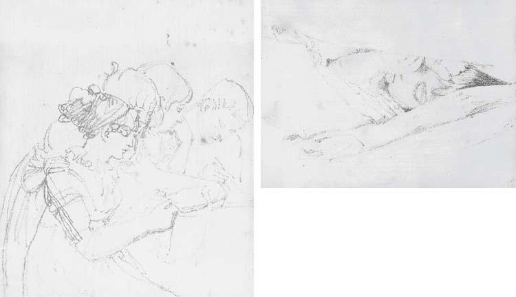 John Flaxman, R.A. - Three Studies of Sleeping Children; Study of A Young Girl; And Study of A Family Group