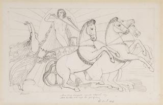 John Flaxman - Apollo In His Chariot And Thetis And Her Maids: Two Drawings