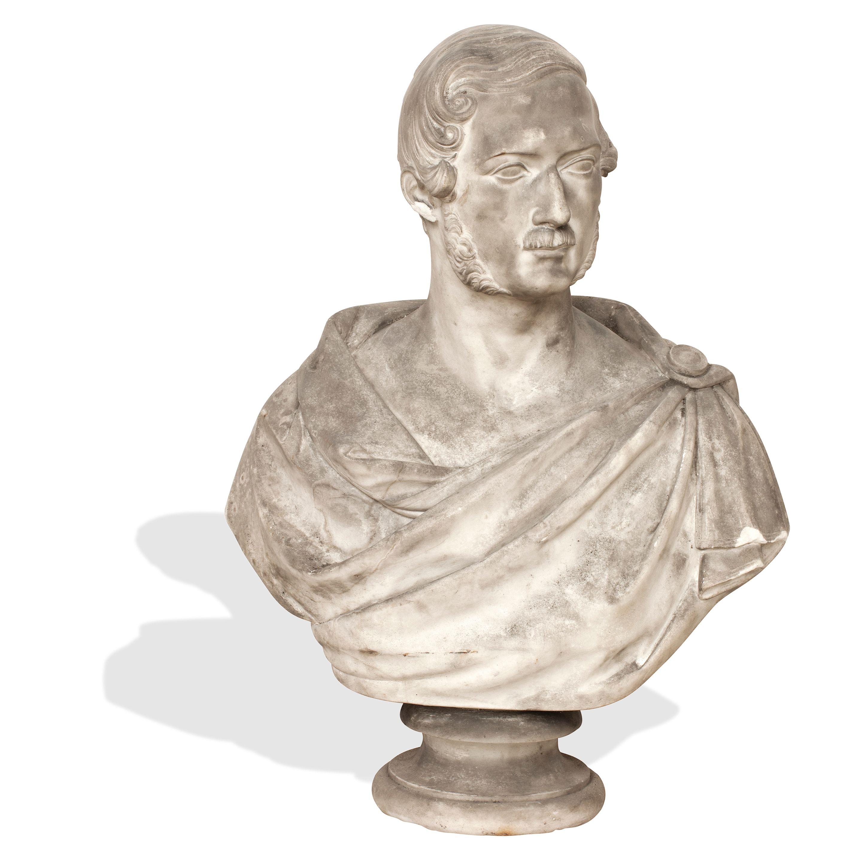 John Francis - A mid-19th century white marble bust of Prince Albert