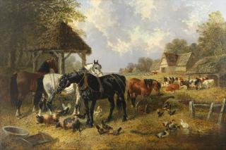 John Frederick Herring, Jnr. - Farm animals gathered at the pond