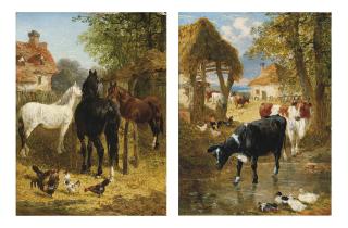 John Frederick Herring, Jnr - Feeding time; and The farm pond