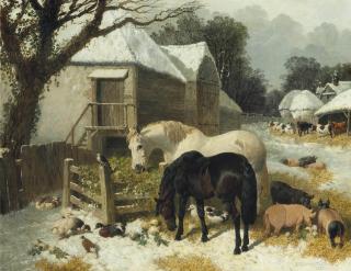 John Frederick Herring, Jnr - The Old Farmstead, winter-time