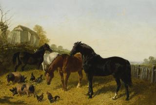 John Frederick Herring Jr. - British horses And Chickens