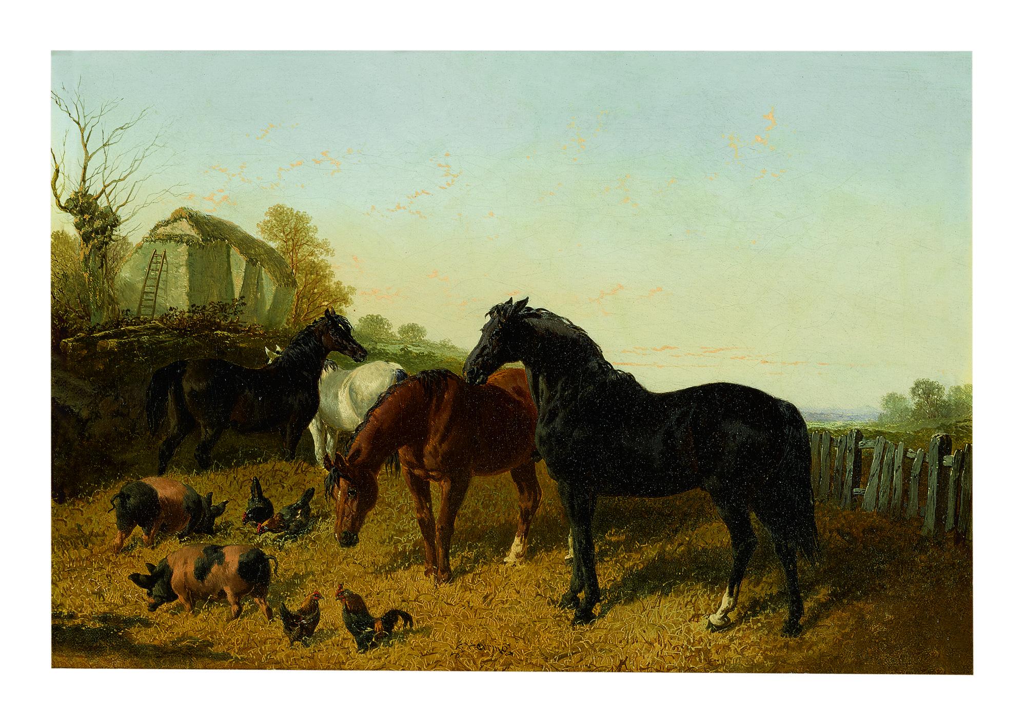John Frederick Herring Jr. - Horses And Chickens