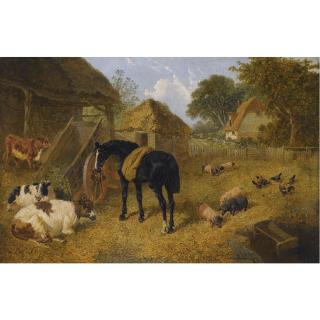 John Frederick Herring Jr. - Livestock In A Farmyard