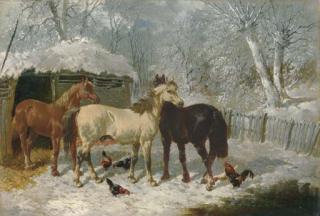 John Frederick Herring, Jun. - Horses and Chickens in the Snow