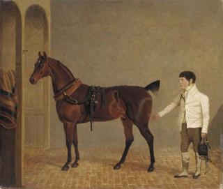 John Frederick Herring, Sen. - A carriage horse and groom in a stable