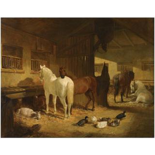 John Frederick Herring Snr. - Four Horses In A Barn