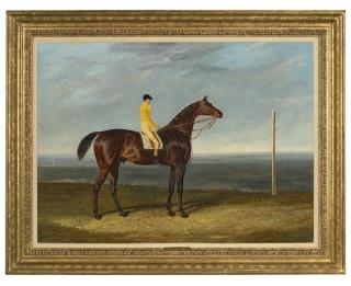 John Frederick Herring Snr. - Jack Spigot, a dark bay racehorse with jockey up