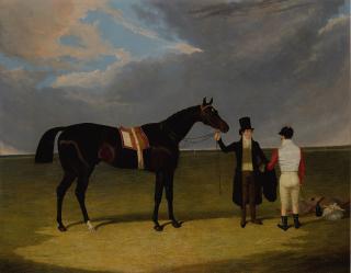 John Frederick Herring Snr. - Mr. Wagstaff\'s The Saddler with Jockey and Trainer at Doncaster
