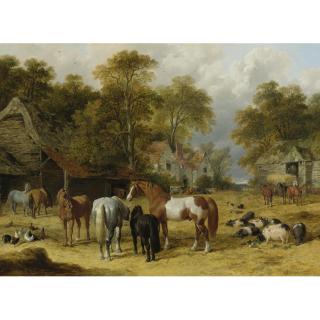 John Frederick Herring Sr. - British A Farmyard