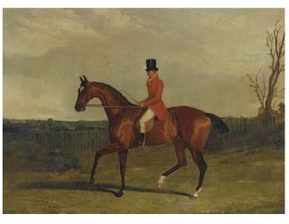 John Frederick Herring, Sr. - Portrait of a Gentleman, Possibly John Mytton, in Hunting Costume, on Horseback, in a Landscape