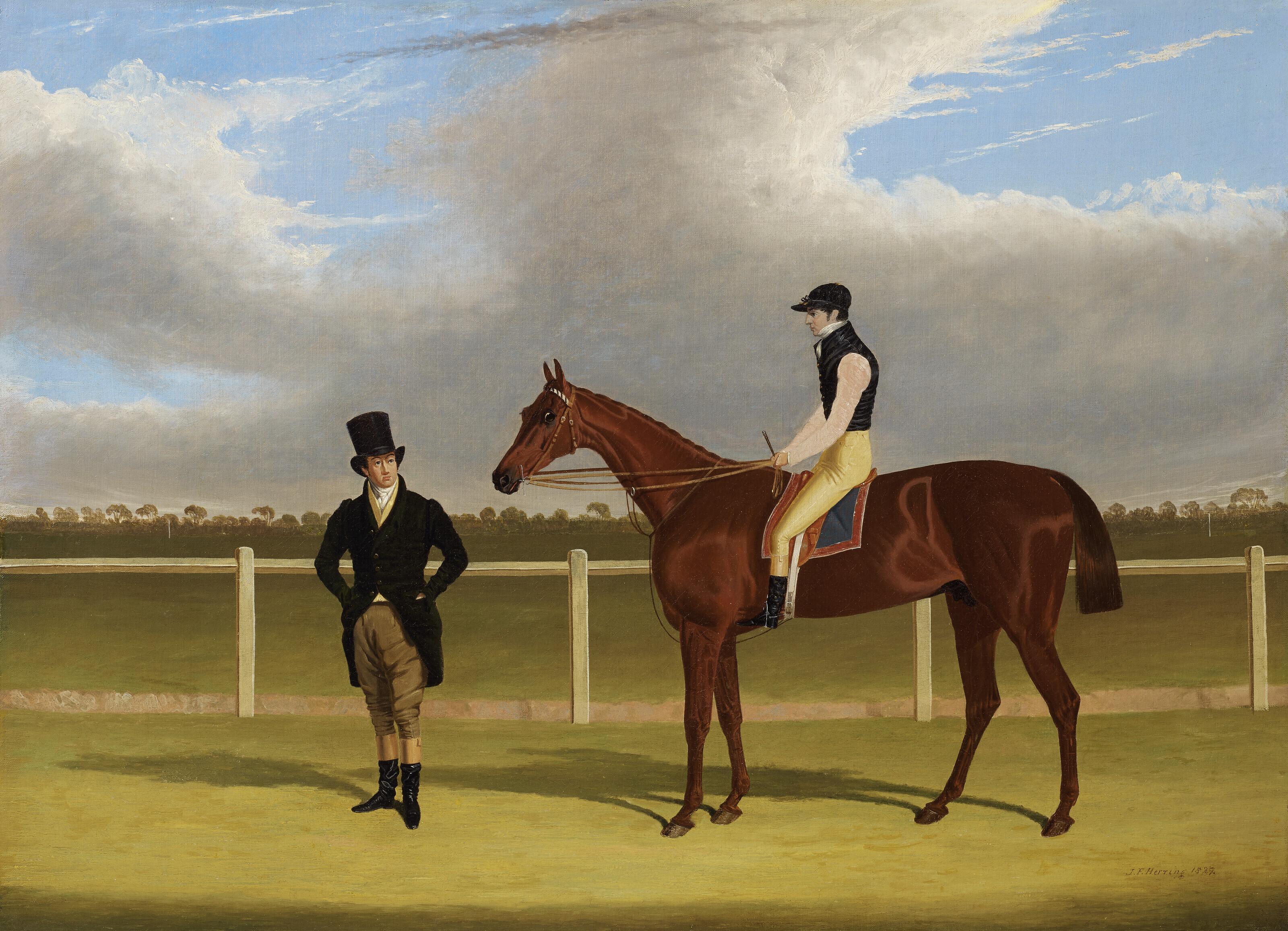 John Frederick Herring, Sr. - The Hon. E. Petre\'s \'Rowton\' with W. Scott up and Trainer at Doncaster