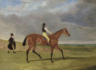 John Frederick Herring, Sr. - The Hon. Edward Petre\'s Bay Filly \'Matilda\', Winner of the 1827 St. Leger, with James Robinson up and Trainer Jonathan Scott