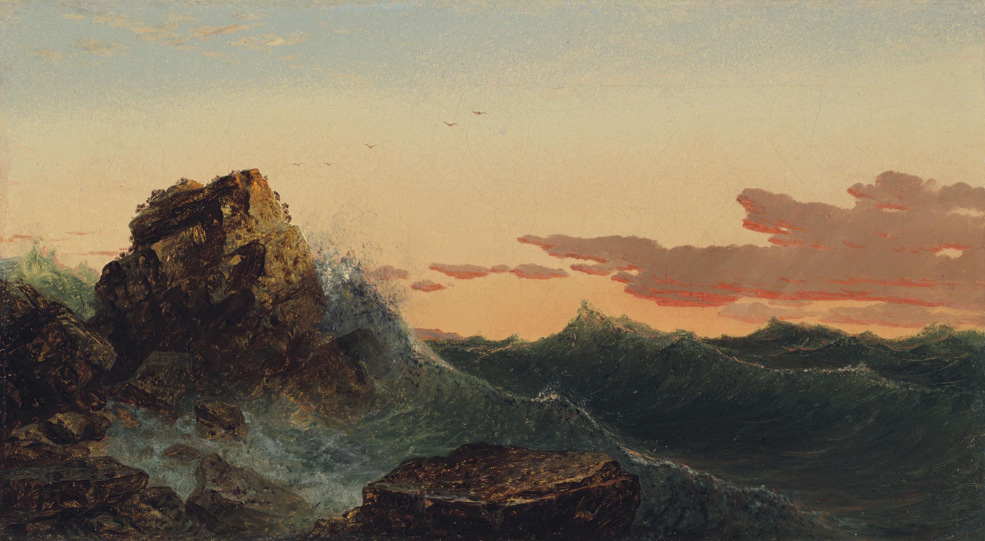 John Frederick Kensett - Coastal Waves at Sunset