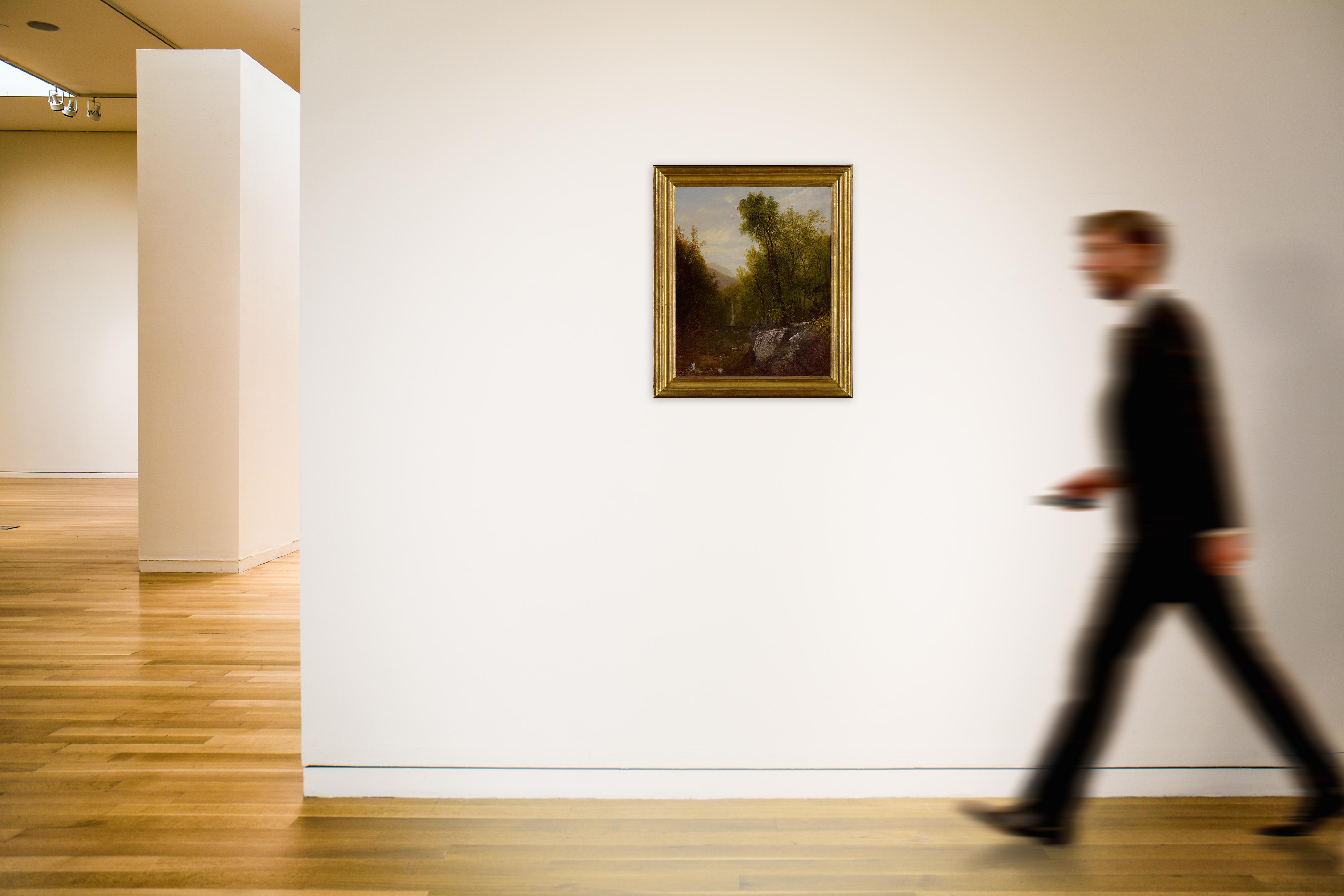 John Frederick Kensett - Fishing Near Forest Waterfall