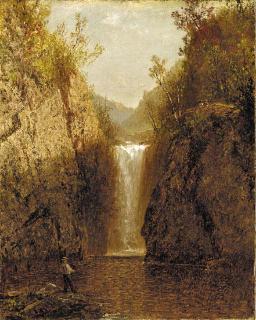 John Frederick Kensett - Landscape with Waterfall