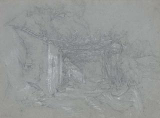 John Frederick Lewis, R.A., P.O.W.S. - A vine-covered pergola, by a rustic house, Ronda, Spain