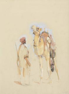 John Frederick Lewis, R.A., P.O.W.S. - Bedouin Camel Driver and Camel, Sinai