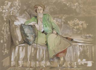 John Frederick Lewis, R.A., P.O.W.S. - Jean Caradja, Voivod Of Wallachia, Seated On A Divan