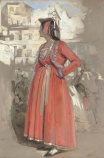 John Frederick Lewis, R.A., P.O.W.S. - Study of A Young Neapolitan Woman, In Rome