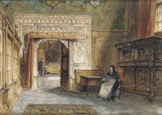 John Frederick Lewis, R.A., P.O.W.S. - The interior of the Chapterhouse, Toledo Cathedral
