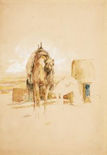 John Frederick Lewis, R.A. - A Camel With Her Young At West Thebes, Egypt